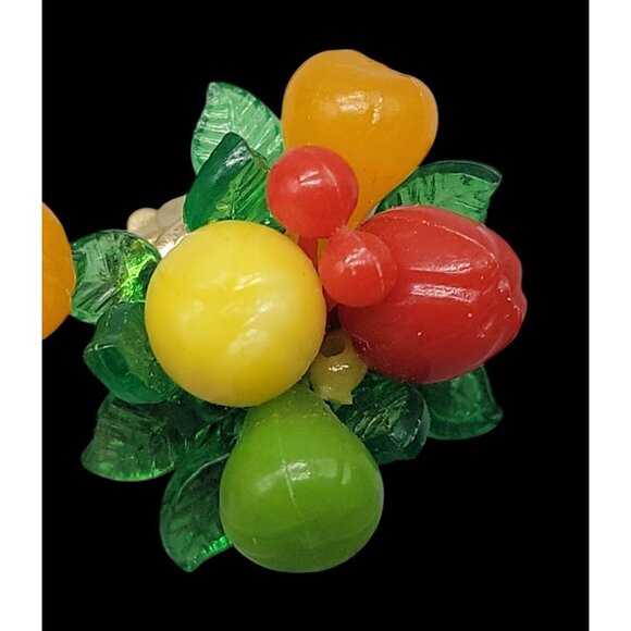 Carmen Miranda Fruit Salad Clip On Earrings Hong Kong Vintage Tutti Fruitti - Picture 14 of 15